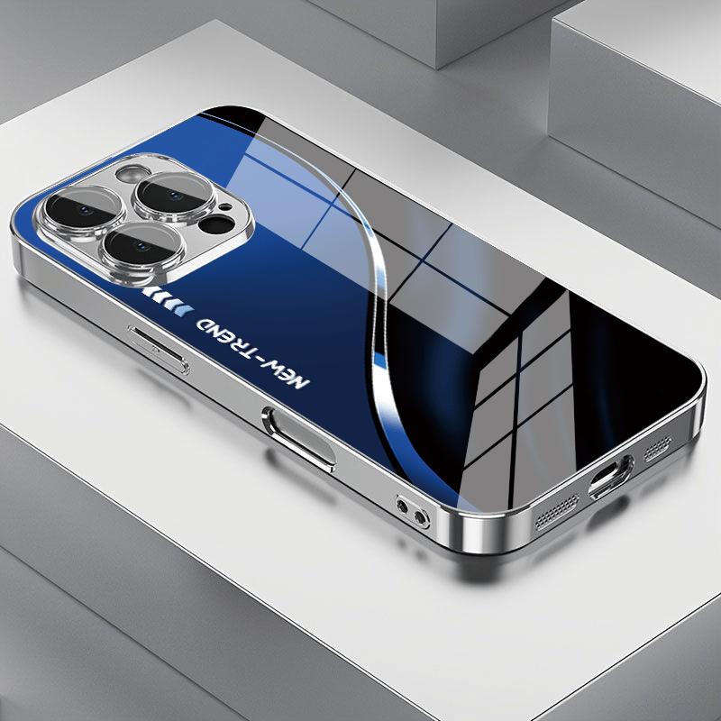 Blue and black striped pattern design, creative phone case with lens protection, suitable for iPhone 17 16 15 14 13 12 11 pro max, is a very good gift