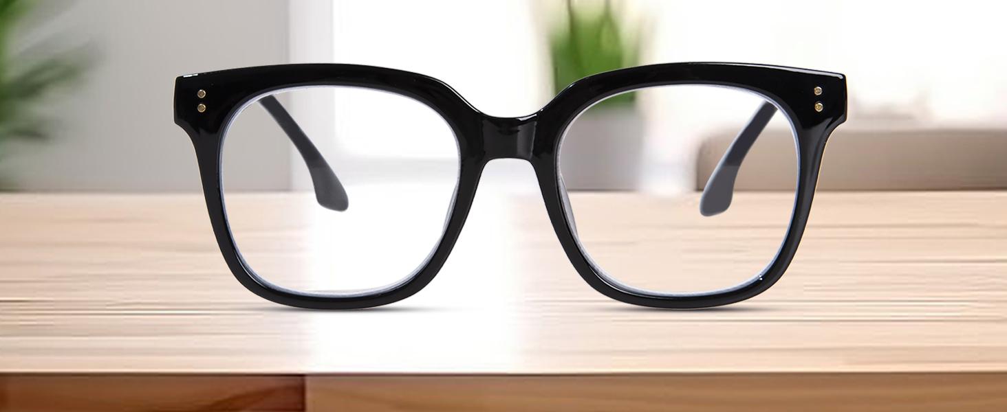 Progressive Multifocus Reading Glasses for Women Men Oversized Anti Blue Light Blocking Readers Square Eyeglasses
