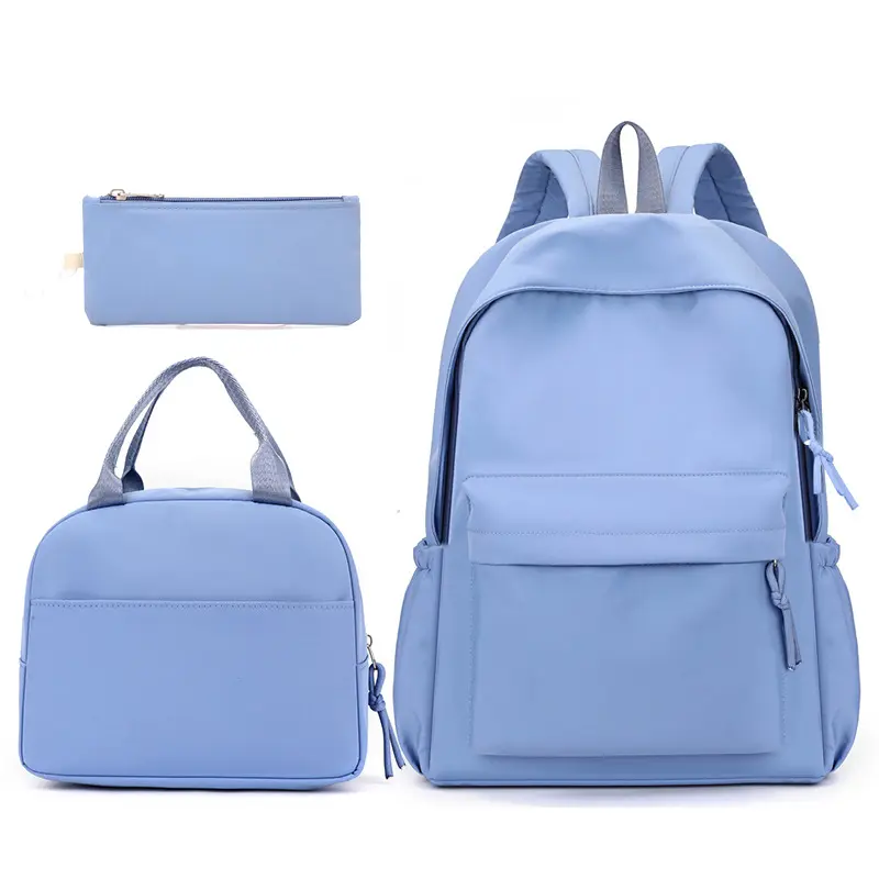 Three Piece Student Shoulder Backpack Set Large Capacity Campus School Bag With Lunch Box & Pencil Pouch Casual Daily Bookbag For Kids Teens