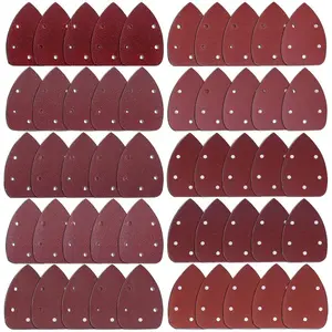 50 count  Sanding Pads Detail Sander Sandpaper Sanding Paper Sheets Hook and Loop  40/60/ 80/100/ 120/180/ 240/320/ 400/800 Grits