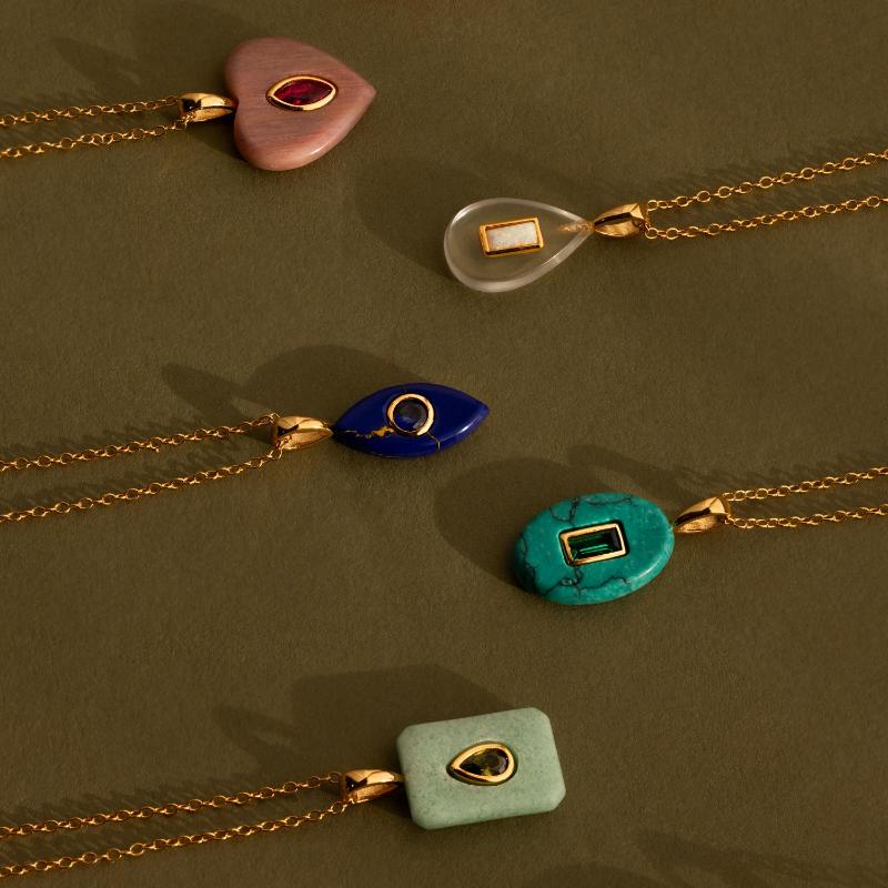 Birthstone Crystal Necklace by Caitlyn Minimalist - 18K Gold Plated Gemstone Pendant Necklace - Personalized Jewelry - Birthday Gift for Her.