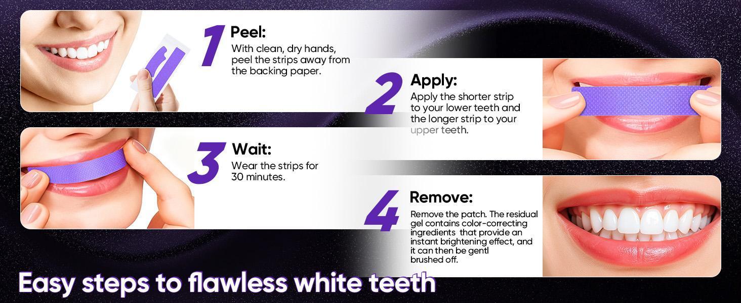 Teeth Whitening Strips 14 Pairs - Gentle Gel Brightening Strips - Tooth Stain Treatment Caused by Coffee, Safe for Enamel, Non Sensitive Teeth, Oral Care Products for Adults Daily Use, Teeth Cleaner Brightener, Cleaning Dental Kit Peroxide-Free, Radiant