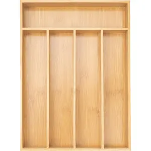 Silverware Organizer Kitchen Drawer Organizer Utensil Organizer Bamboo Silverware Holder Cutlery Organizer in Drawer Flatware Organizer Tray(5 slots, Natural