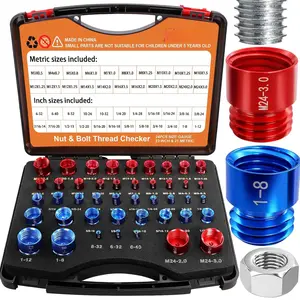44 count Thread Gauge SAE and Metric, Nut and Bolt Thread Screw Checker Tool Set,  Standard Inch & Metric Hole Sizing Measuring for  Identify and Verify with Storage Case