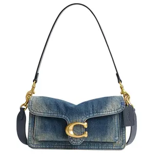 COACH Soft Tabby 26 Crossbody Bag for Women, Retro Denim Style, Deep Indigo Blue
