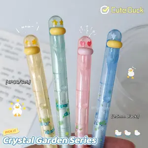 4/8pcs Cute Duck Neutral Pen Set, 0.5mm Fun Animal Quick-Dry Pens, Creative Design Writing Pencils, Halloween Christmas Valentine Back-To-School Gifts