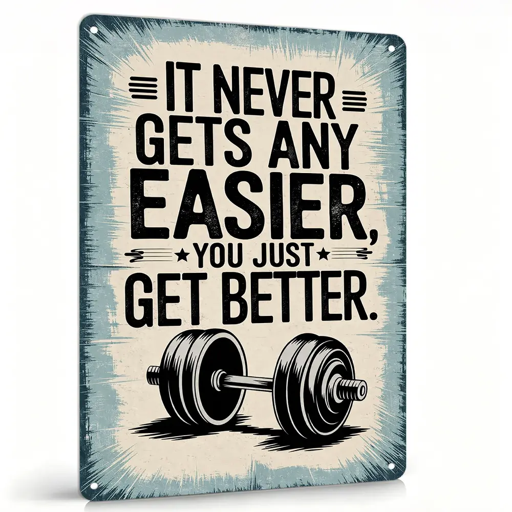 Vintage Blue Burst Aluminum Dumbbell Metal Sign - 8x12 Vertical Lightweight Framed Waterproof Fitness Plaque, Adult Home Gym Balcony Wall Decoration, Motivational Hanging Gift (Indoor/Outdoor Use)