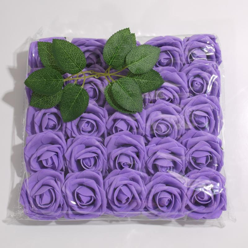 25pcs/Lot High-Grade White PE Rose Artificial Flower Head With Stem DIY Bouquet Wedding Party Decoration Scrapbook Supplies