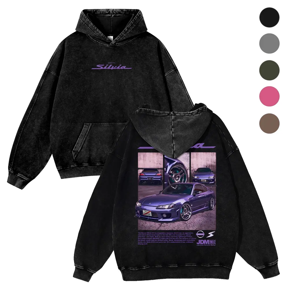 Retro JDM Drift Racing Car JDM Style Sport Coupe Collage Photo Back Print  380g Autumn VIntage Washed Hoodie Graphic Sweatshirt,clothes for back to school,first day of school outfits