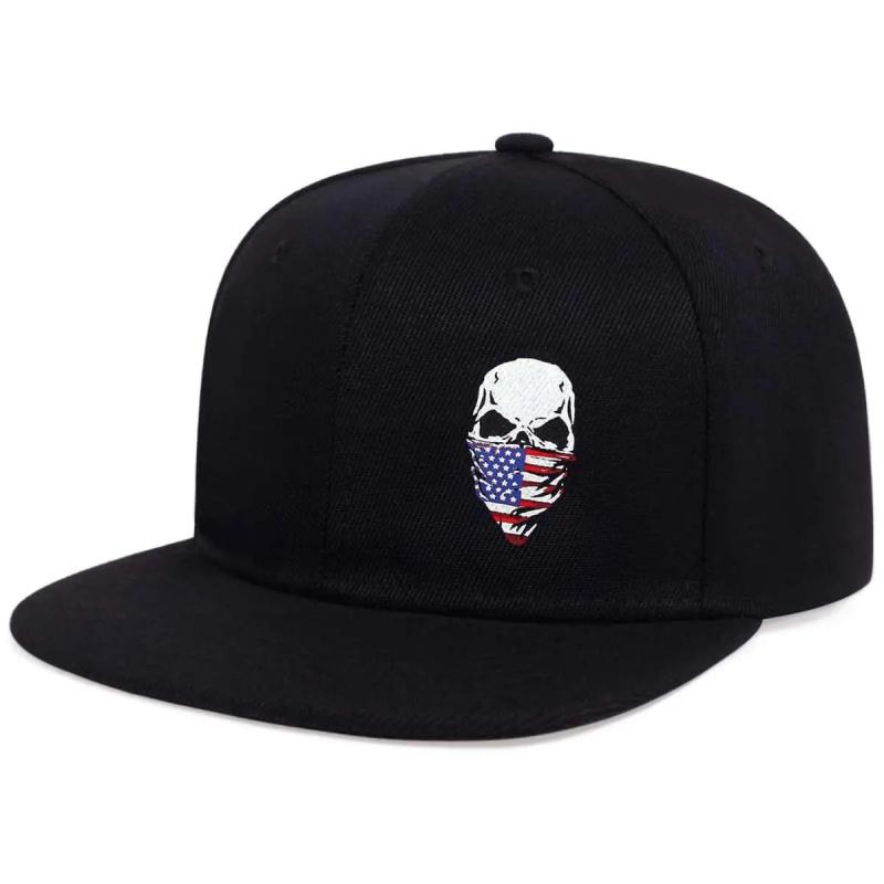 2026 Unisex American Flag Skull Embroidered Hip-Hop Hat Outdoor Sports Adjustable Sun Protection Casual Hat for Spring and Autumn Travel, Tourism, Beach Vacation