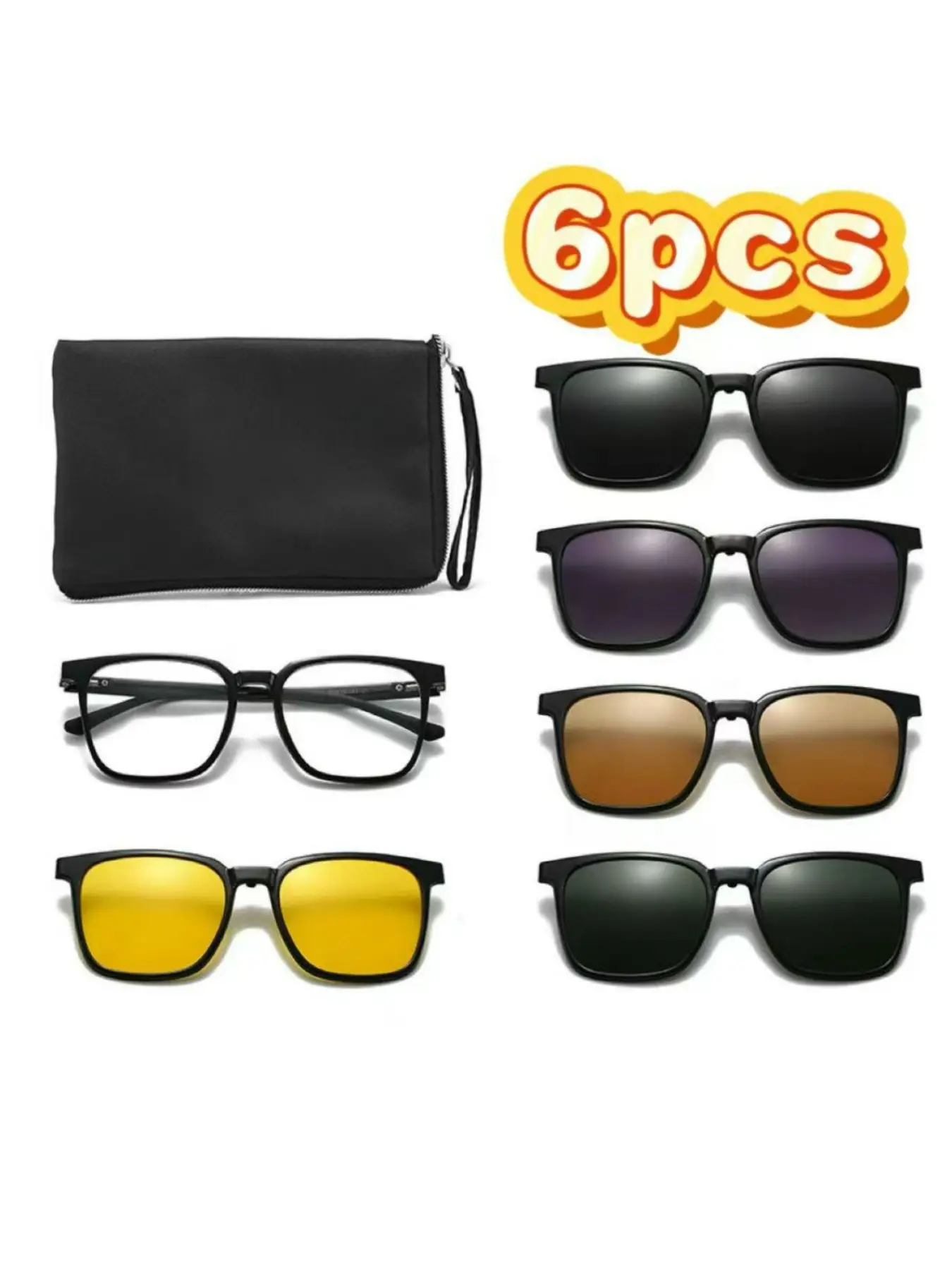 6pcs Interchangeable Lens Set, Fashion Decorative Eyewear, Daily Wear Glasses, Stylish Replacement Lenses for Optimal Vision Comfort
