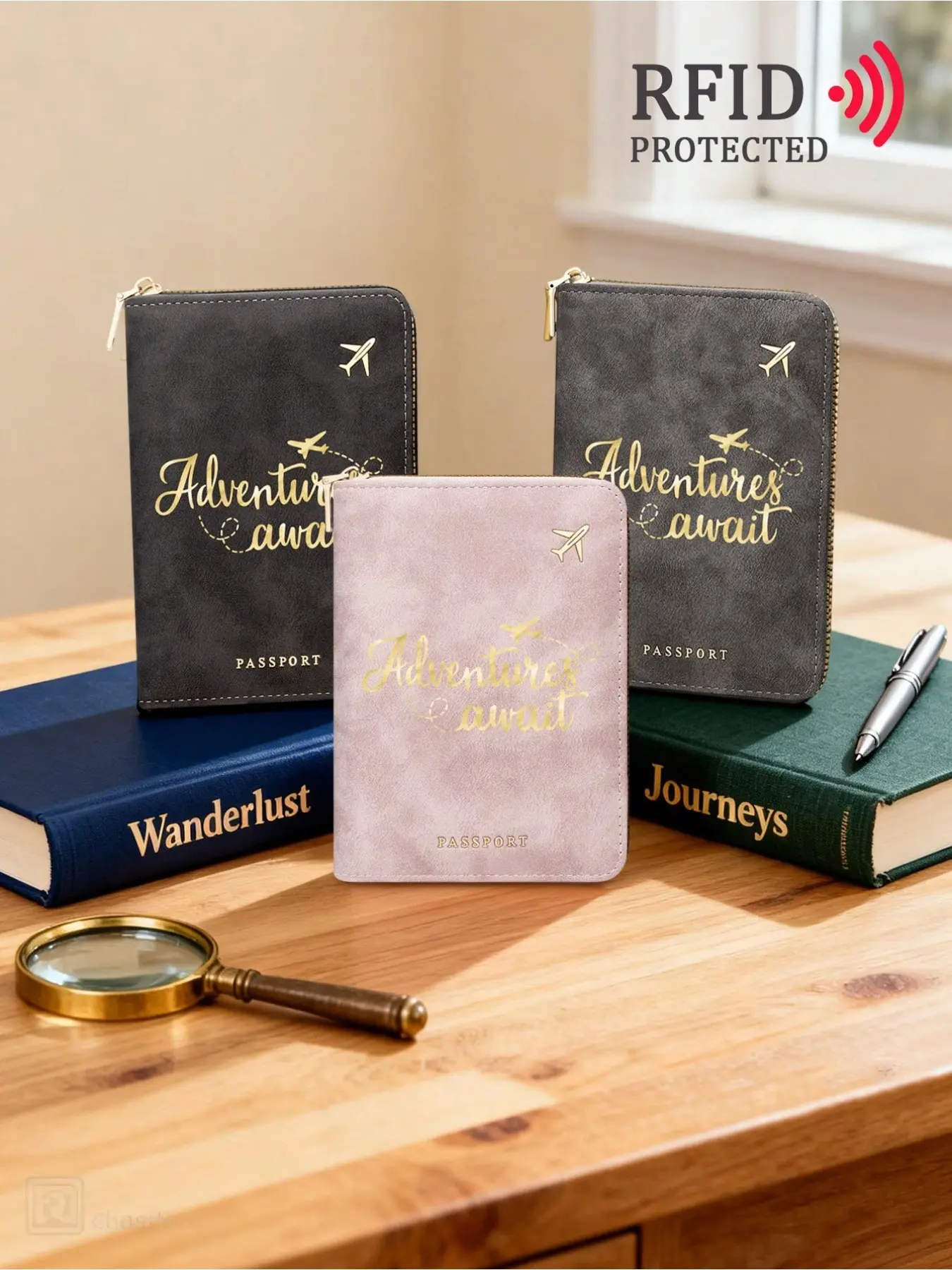 Rfid Anti-Theft Passport Wallet, Multi-Function Document Organizer, Durable Fabric, Smooth Zipper, Large Capacity, Ideal for Travel