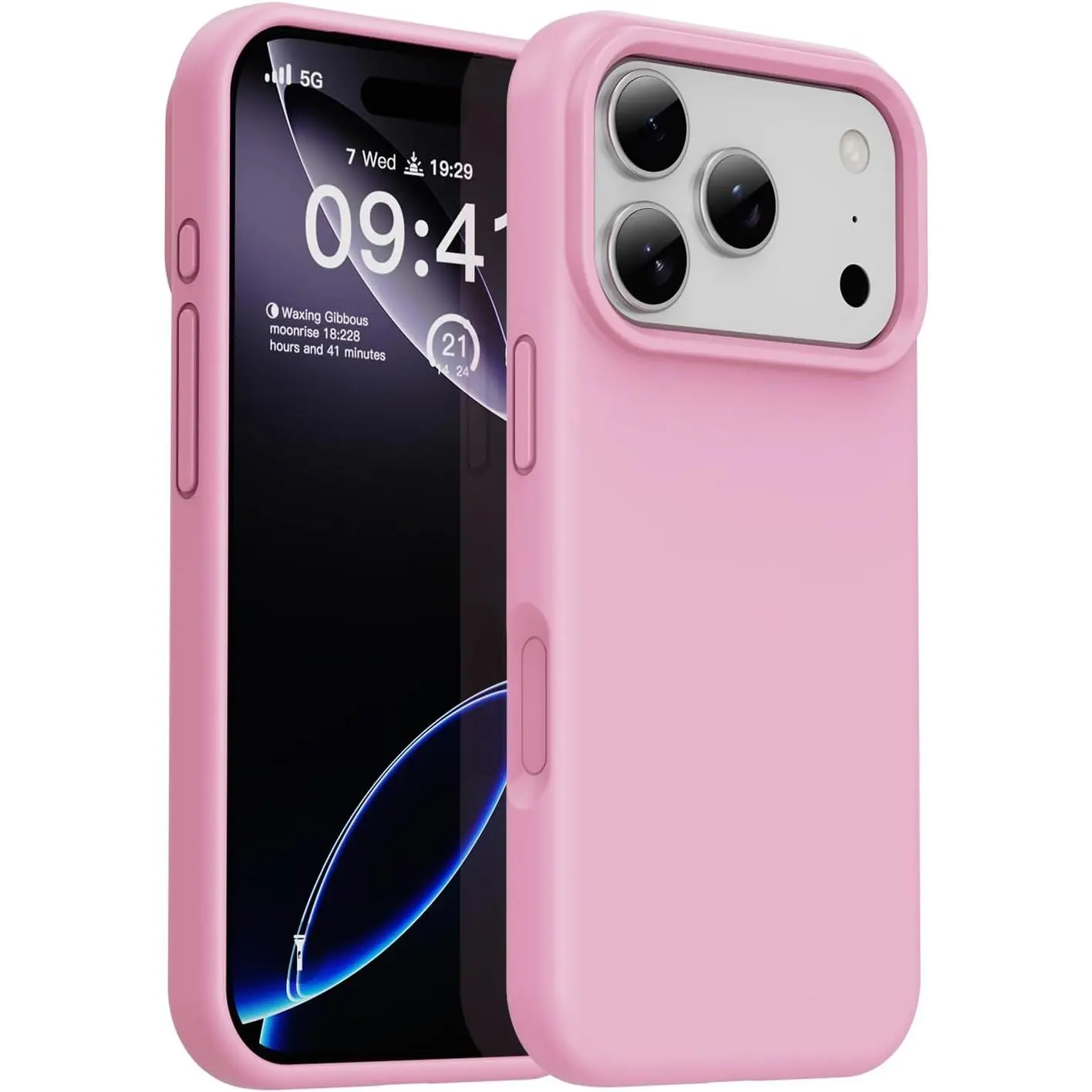 Silicone Case  with iPhone 17 Pro Max 6.9 Inch 2025, Lightweight Phone Case, Wireless Charging Compat., Liquid Silicone Gel Rubber Cover, Anti-Scratch TPU Protective Bumper, Pink