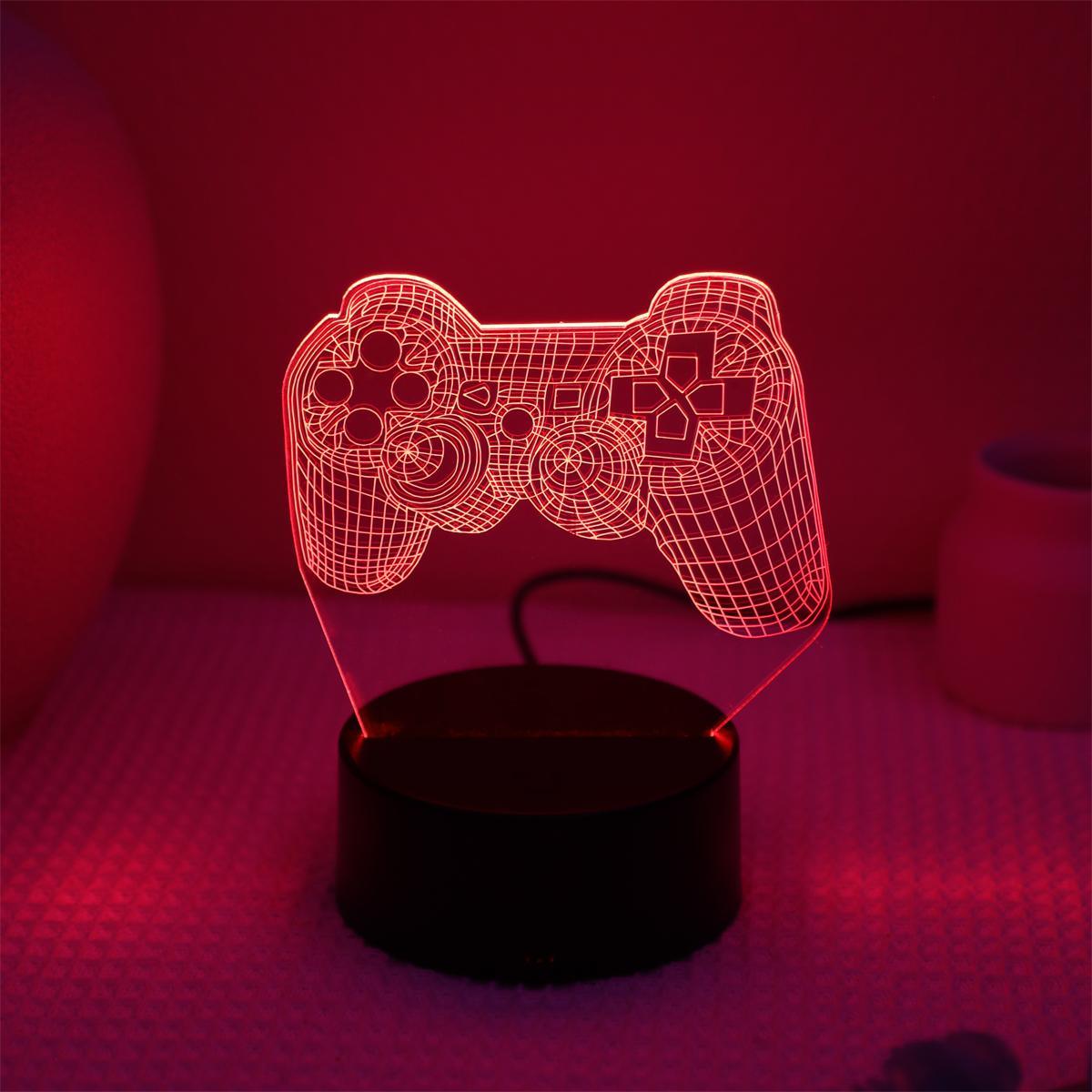 LED Game Controller Night Light As Men's Gift Ideas, 3D Illusion Lamp, Gamepad Night Light, Led Mood Light, Multicolor Touch Sensor Lamp for Bedroom Desk Lamp for Home Decor