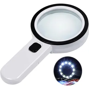 Lighted Magnifying Glass, Ultra-Clear Lightweight Handheld Reading Magnifier with 12 LEDs, Distortion-Free Optical Lens for Seniors, Macular Degeneration, Close Work, Coins & Pill Bottles