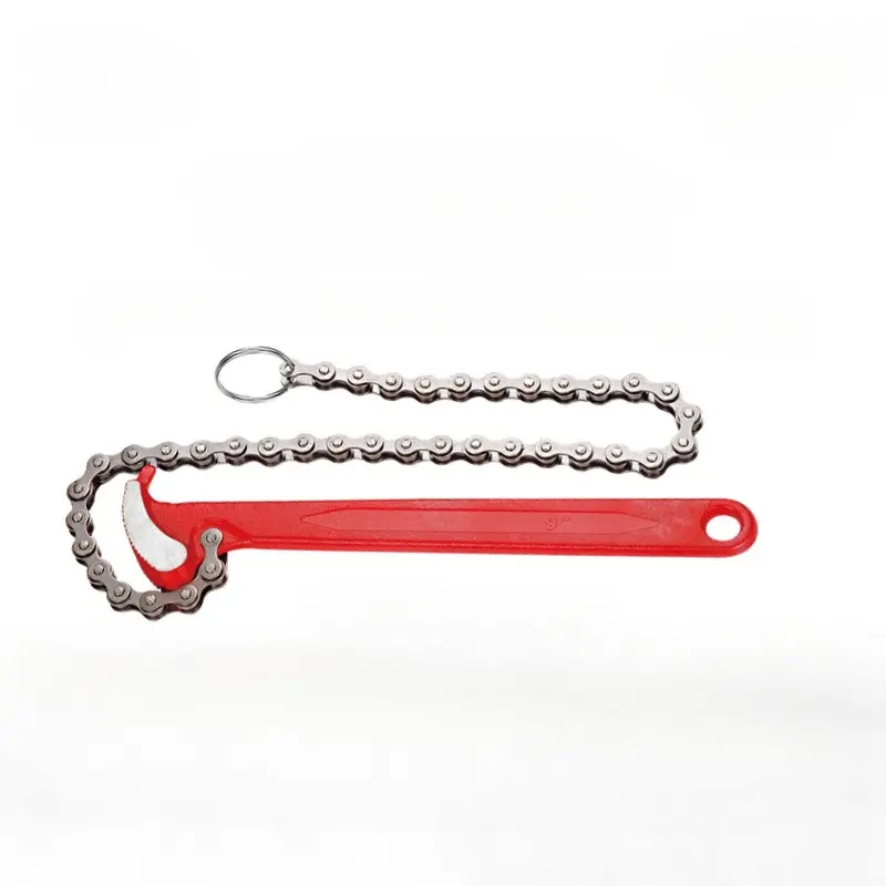 9 Inch Red Chain Wrench, Multifunctional Adjustable Oil Filter Wrench, Chain Car Oil Filter Wrench, Hand Tool for Car Oil Filter