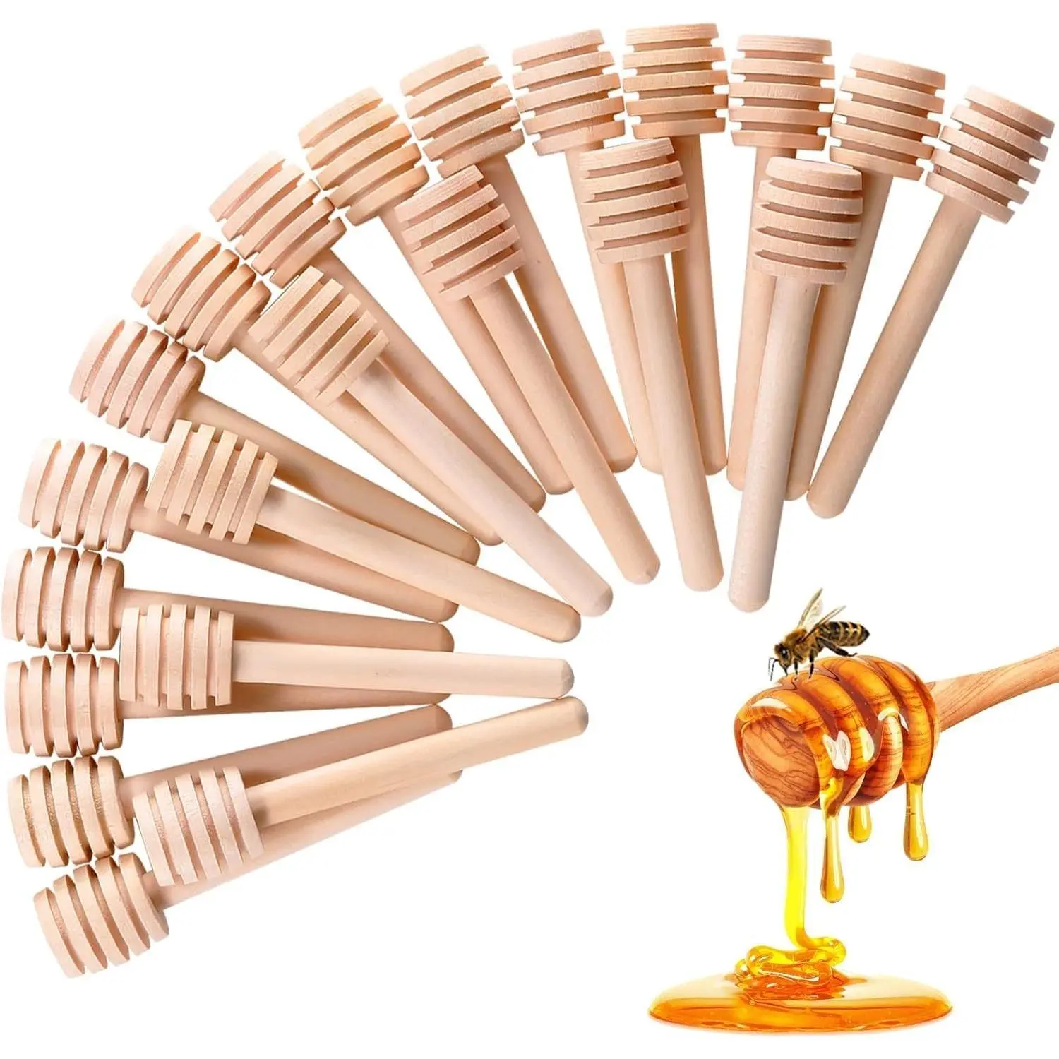 25 Pcs Honey Sticks Dipper, 3 inch Mini Wooden Honeycomb Stick, Small Honey Spoons Stirrer Stick for Jar Dispense Drizzle Honeys and Wedding Party Favors Gift