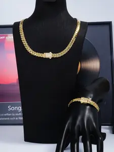Cuban Chain Jewelry Set for Women, Necklace & Bracelet, 2-Piece Set, Light Luxury Design, Casual Style, All Seasons, Plain Pattern