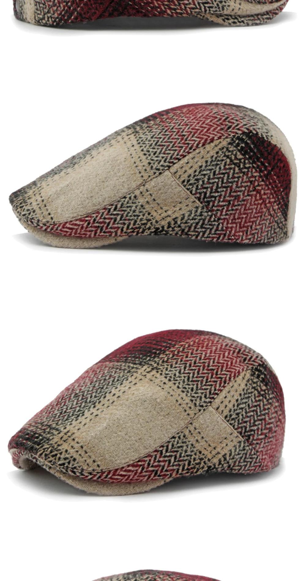 HT4238 Berets New Plaid Artist Painter Beret Hat Male Female Spring Autumn   Flat Caps for Men Women Retro Beret Caps