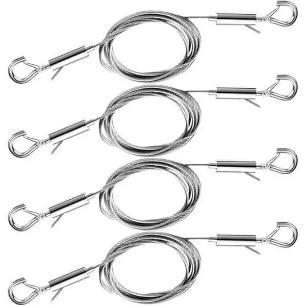 4 count Multi-Purpose Picture  Wire Kit,4.9FT Adjustable Heavy Duty Stainless Steel Rope for  Lighting,Mirrors,Frames,Flower Pots,Signage,Curtains and Clothing,Hold Up to 30kg