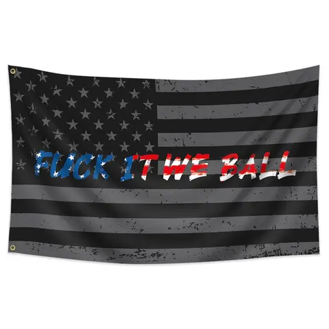 Humorous Patriotic Usa Banner, Fuck It We Ball Flag 3x5 Ft, Sarcastic Slogan, Funny Outdoor Indoor Decoration, Ceremony Bedroom Setting