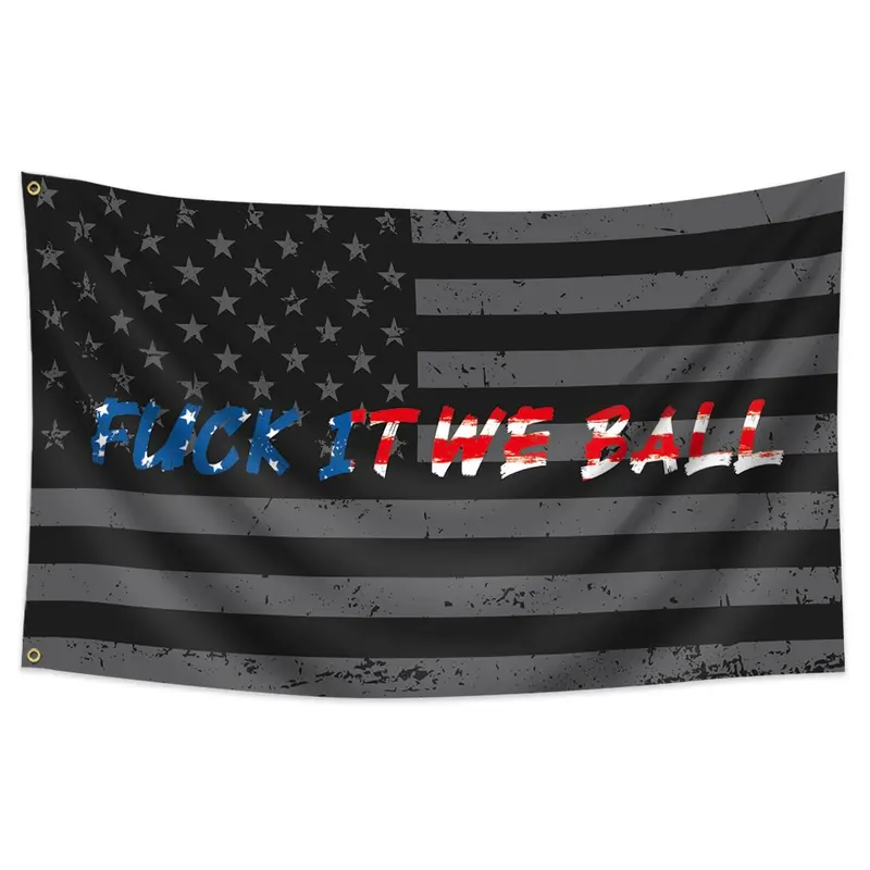 Humorous Patriotic Usa Banner, Fuck It We Ball Flag 3x5 Ft, Sarcastic Slogan, Funny Outdoor Indoor Decoration, Ceremony Bedroom Setting
