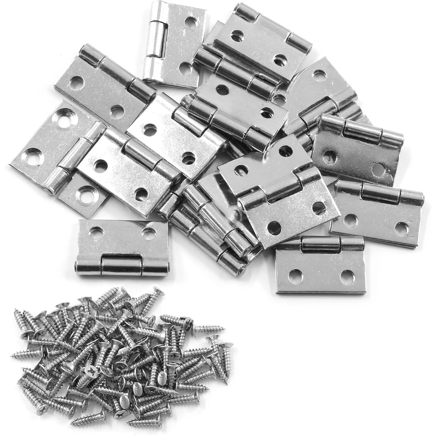 20 count Stainless Steel Folding  Hinges, 1 inch  | Square Door Hinges, With Screws, For Wooden Box, Window ,  Kitchen Furniture Hardware, 25 x 28 x 1.2 mm
