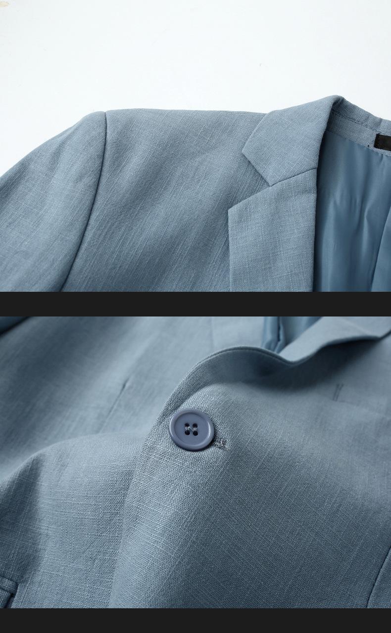 Men's Linen Blend Slim Fit Jacket  Breathable Casual Blazer, Two-Button Notch Lapel, Center Vent for Spring Fall