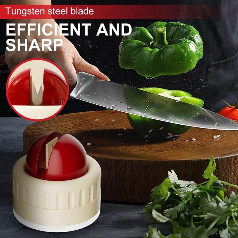 Knife Sharpener | Portable Rapid Knife Sharpener & Kitchen Knife Sharpener (with Suction Base) | for Knives, Scissors, Cleavers & Outdoor Tools | Sharpener (Non-Slip)