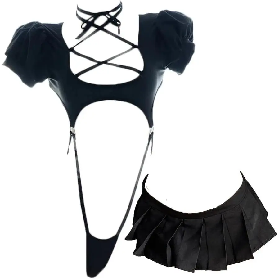 Cosplay Lingerie Anime Costume Sexy Cutout Bodysuit Cute Mini Skirt Kawaii Top Lolita Underwear Japanese Swimsuit