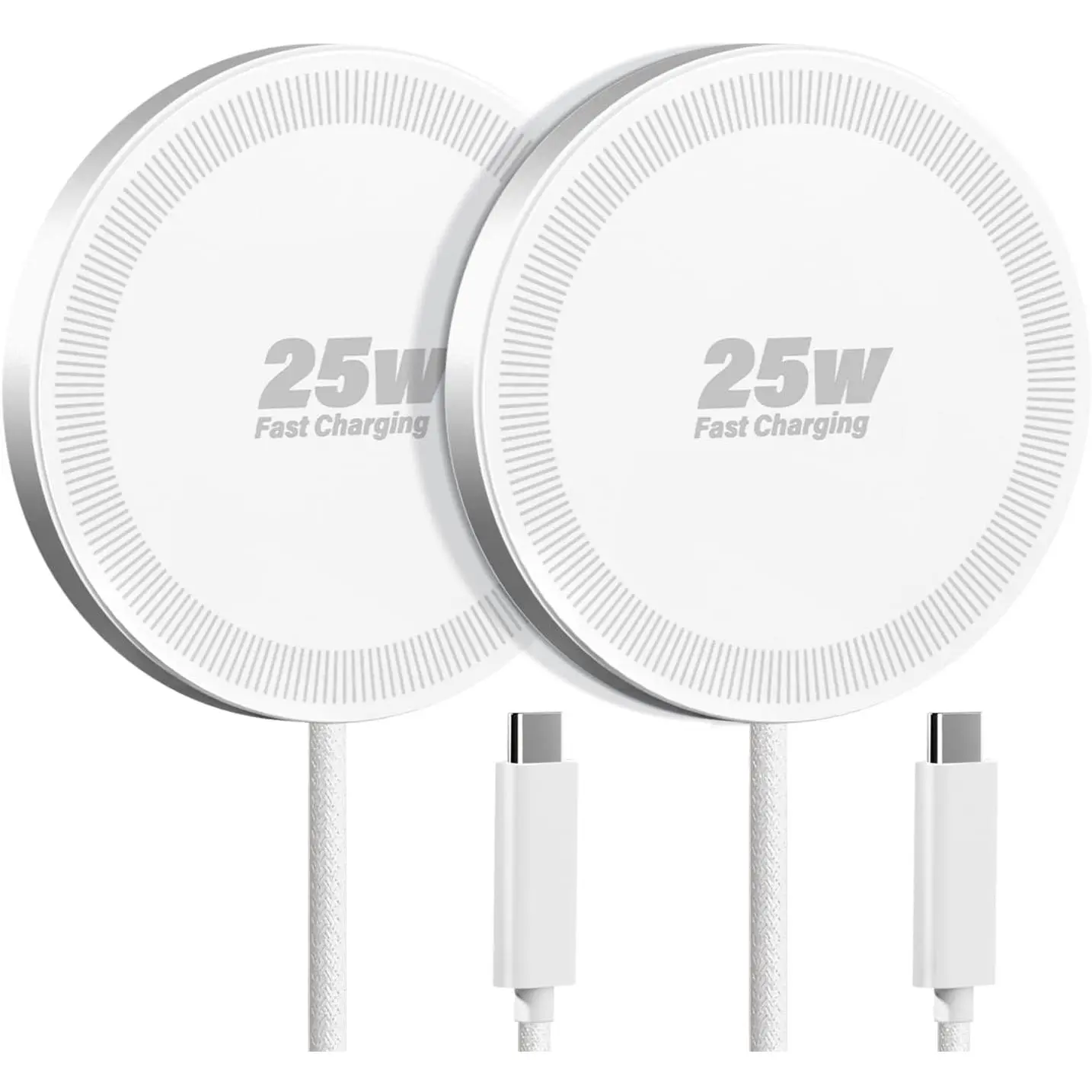 25W  Charger for MagSafe,    Pad for  17/16/15/14/13/12 Series & AirPods,  , Portable  Charger for Travel  Office (Elegant White, 2Pack)