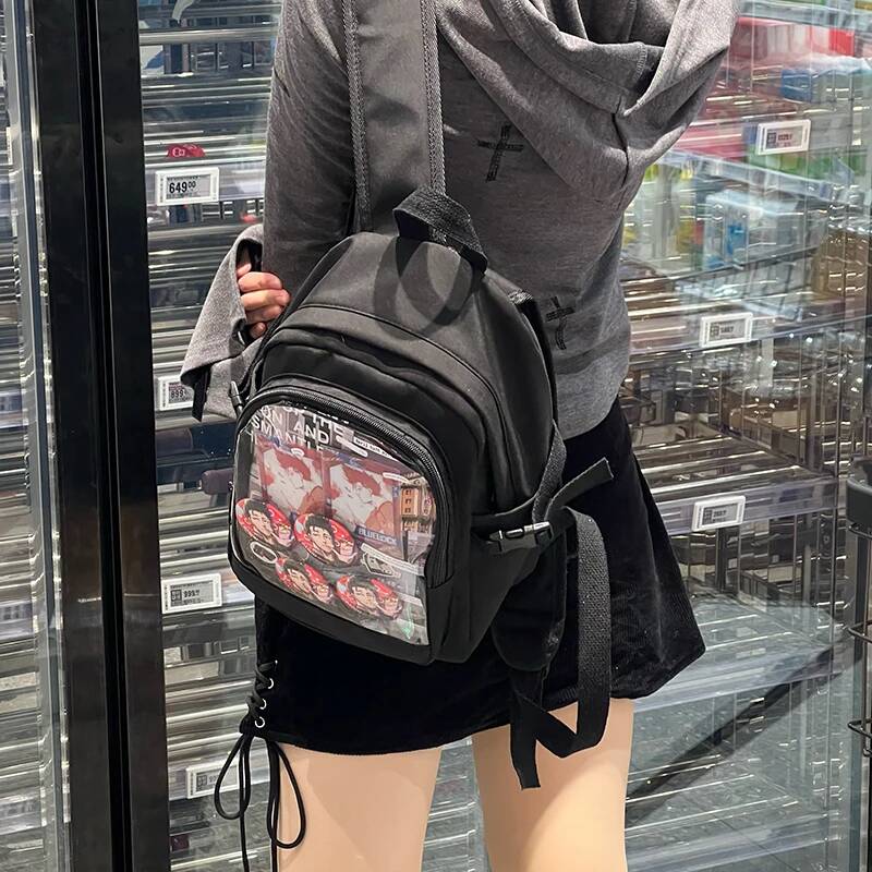 Y2K Cute Mini Backpack Women Fashion ItaBag Sweet Girl Transparent Rucksack DIY Personality Display Knapsack Lolita Shoulder Bag