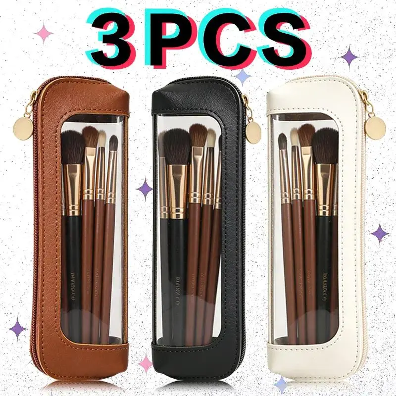 2026 Viral 3 Pack Portable Makeup Brush Pouches, Smooth Zipper Cosmetic Storage Organizer Bags, Multi-Purpose Mini Travel Pouch, Lightweight Water Resistant Makeup Tool Holder, Dual-Use Stationery Cosmetic Carry Bag for Vacation Daily Handbag Office Schoo