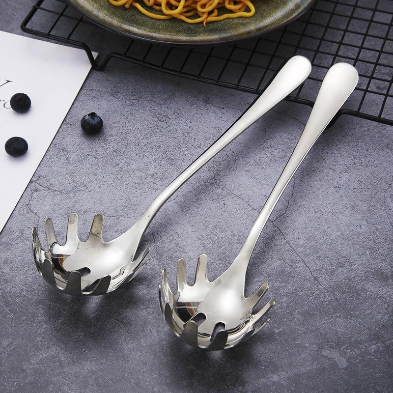 1 Piece Stainless Steel Pasta Fork, Kitchen Long Handle Noodle Spoon Server, Spaghetti Strainer, Best Cooking Tool