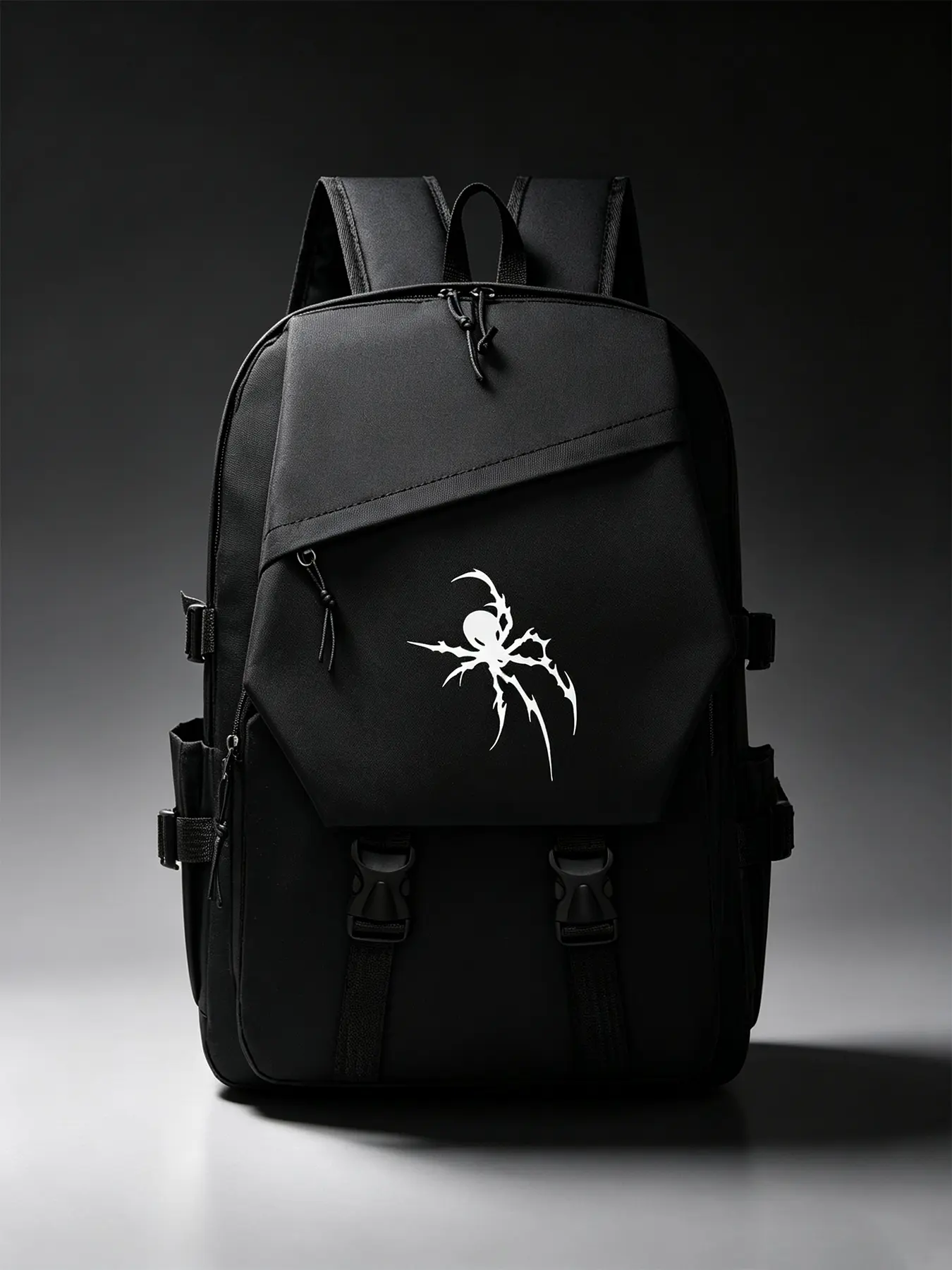 Spider Pattern Casual Backpack. Extra large capacity laptop travel bag with zipper closure and comfy shoulder straps. Ideal for middle & high school students, great for school, travel and document storage.