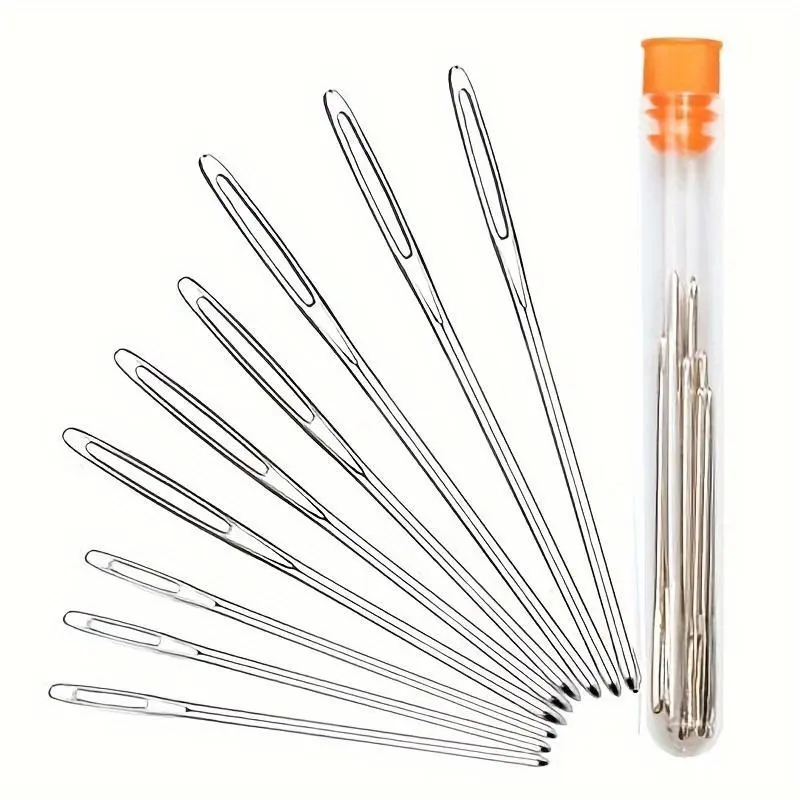 9/15/18Pcs Big-eyed Blunt Needle, Stainless Steel Yarn Knitting Needle, Sewing Needle, Hand Knitting Knitting Needle, Perfect Completion Of Crochet Projects