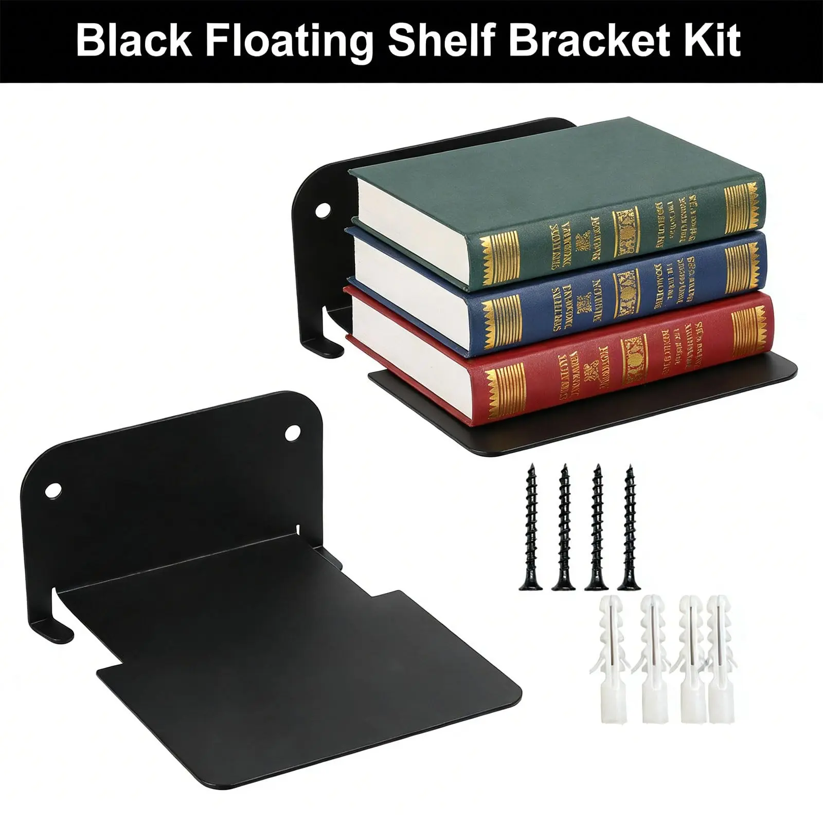 Modern Floating Bookshelf, Wall-Mounted Book Storage Rack, Space-Saving Invisible Shelf, Ideal for Home Office Library