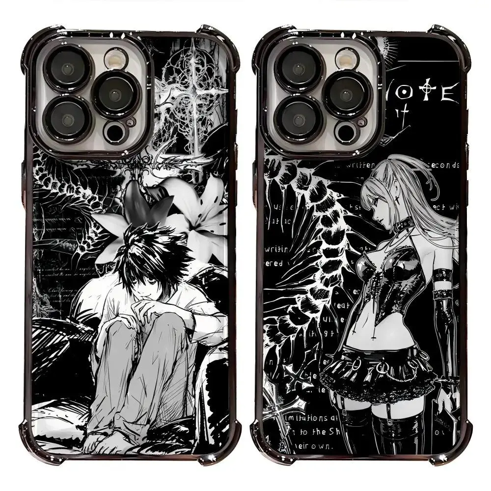 D3ath Note Misssa L Rrrryuk  Anime Phone Case,Gothic Manga Grunge cover for iPhone 11 12 13 14 15 16 17 for Samsung Series,TPU Shockproof Four Corner Anti-Fall Aesthetic durable Phone Case,Transparent Electroplated Protective Cover