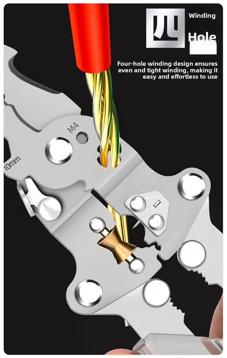 Circuit Steward: All-round folding electrical pliers, with measuring power distribution wire winding crimping pliers, folding electrical pliers, multi-functional wire stripping pliers professional cable stripper wirecrimper Multi-Function Electrician Tool