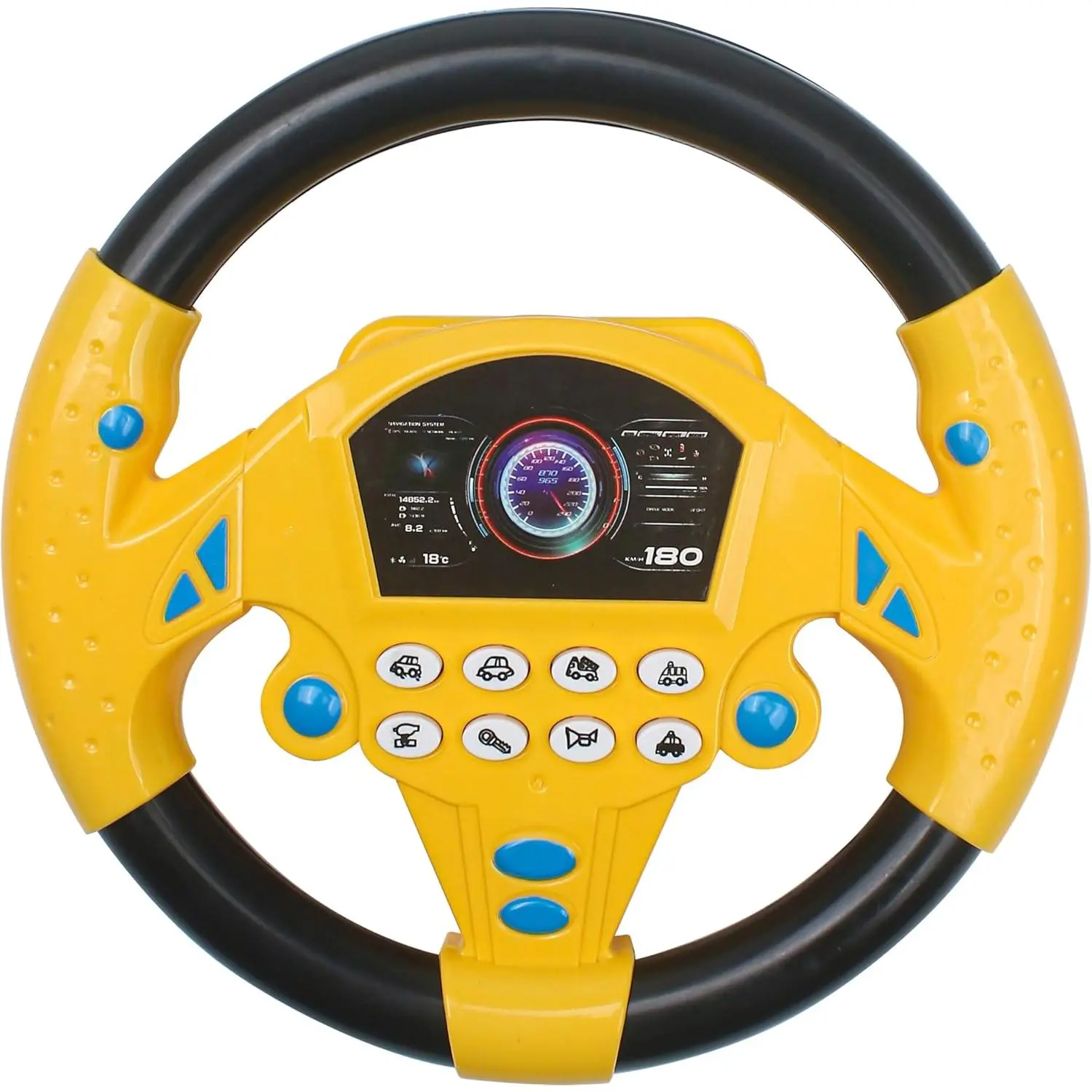Steering Wheel Simulated Toy for Kids Babies 3+ Years Old, Small Electronic Simulated Driving Driver Racing Toy with Sound, Yellow