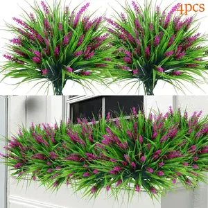 Set of 4 Outdoor Artificial Lavender Bunches — Faux Greenery for Gardens, Home Porches, Windows, and Patio Hanging Planters — Spring & Summer Decor — Suitable for Luxury Homes, Offices, Hotels, and Wedding Decorations