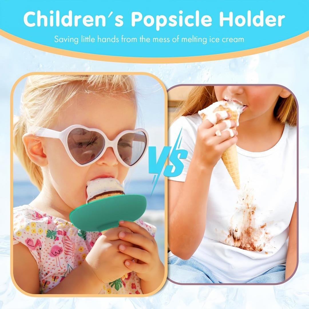Silicone Ice Cream Holder Stand Set for Kids,Summer Popsicle Holder, Leak-Proof Cone Support with Drip Guardm,Reusable & Dishwasher Safe Popsicle Drip Catcher for Parties, Picnics, Home