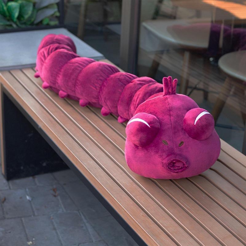 Giant Pink Caterpillar Plush Pillow, 100cm Soft Long Worm Stuffed Toy, Cute Insect Body Pillow Gift for Kids & Adults