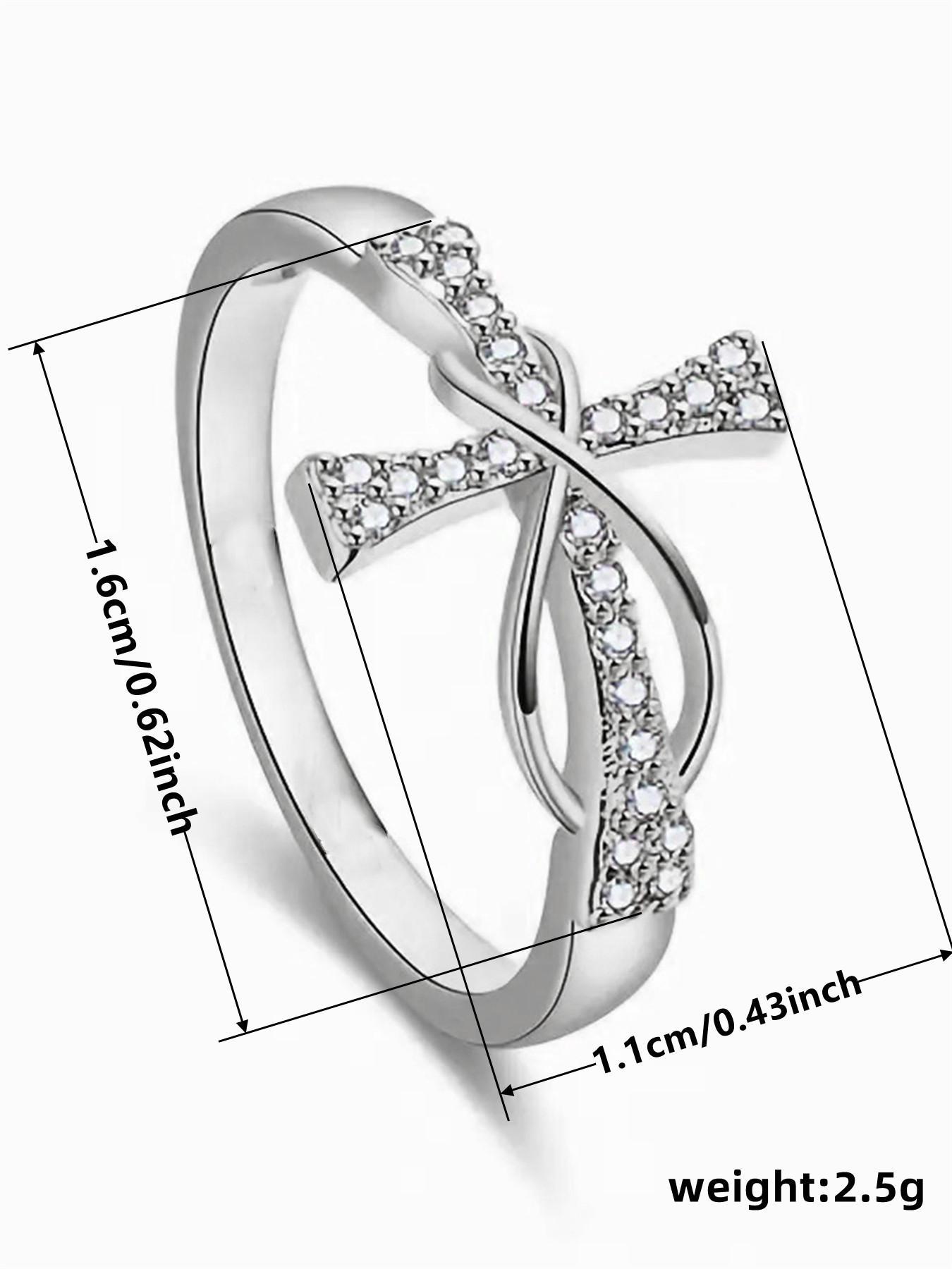 Fashion Rhinestone Cross Design Ring, Rhinestone Decor Ring, Fashion Engagement Rings, Engagement Ring Accessories, Wedding Bridesmaid Prom Jewelry, Jewelry for Birthday Gift for Women & Girls, Valentine's Day, Gift, Fashionable Jewelry
