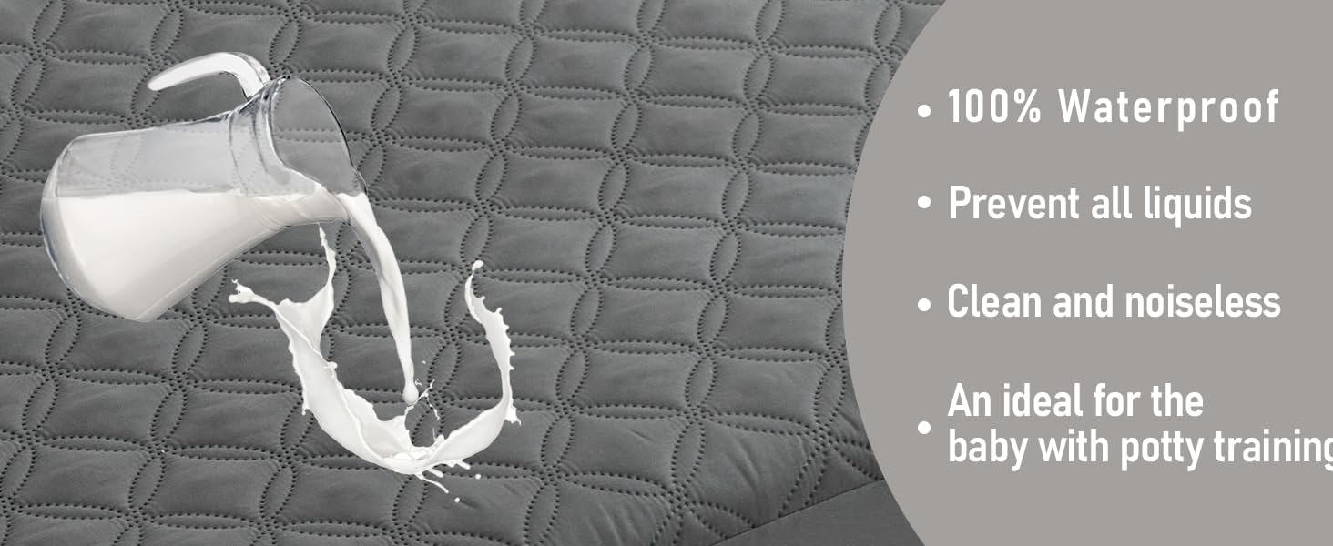 Waterproof Mattress Protector Crib, 2 Pack Soft Gray Mattress Pad, Noiseless Machine Washable Mattress Cover, Ultimate Protection for Your Baby's Crib Toddler Bed (52''x28'')