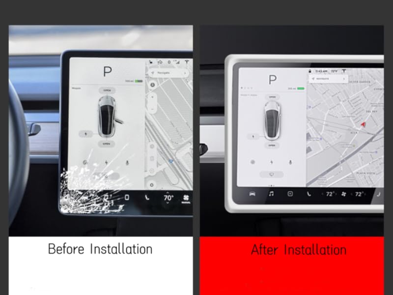 THE WELL KEPT Screen Edge Protector Frame Compatible with Tesla Model 3/Y Interior Accessories 2017-2024 Silicone Center Console Bumper Decor Protection Skin Friendly Red