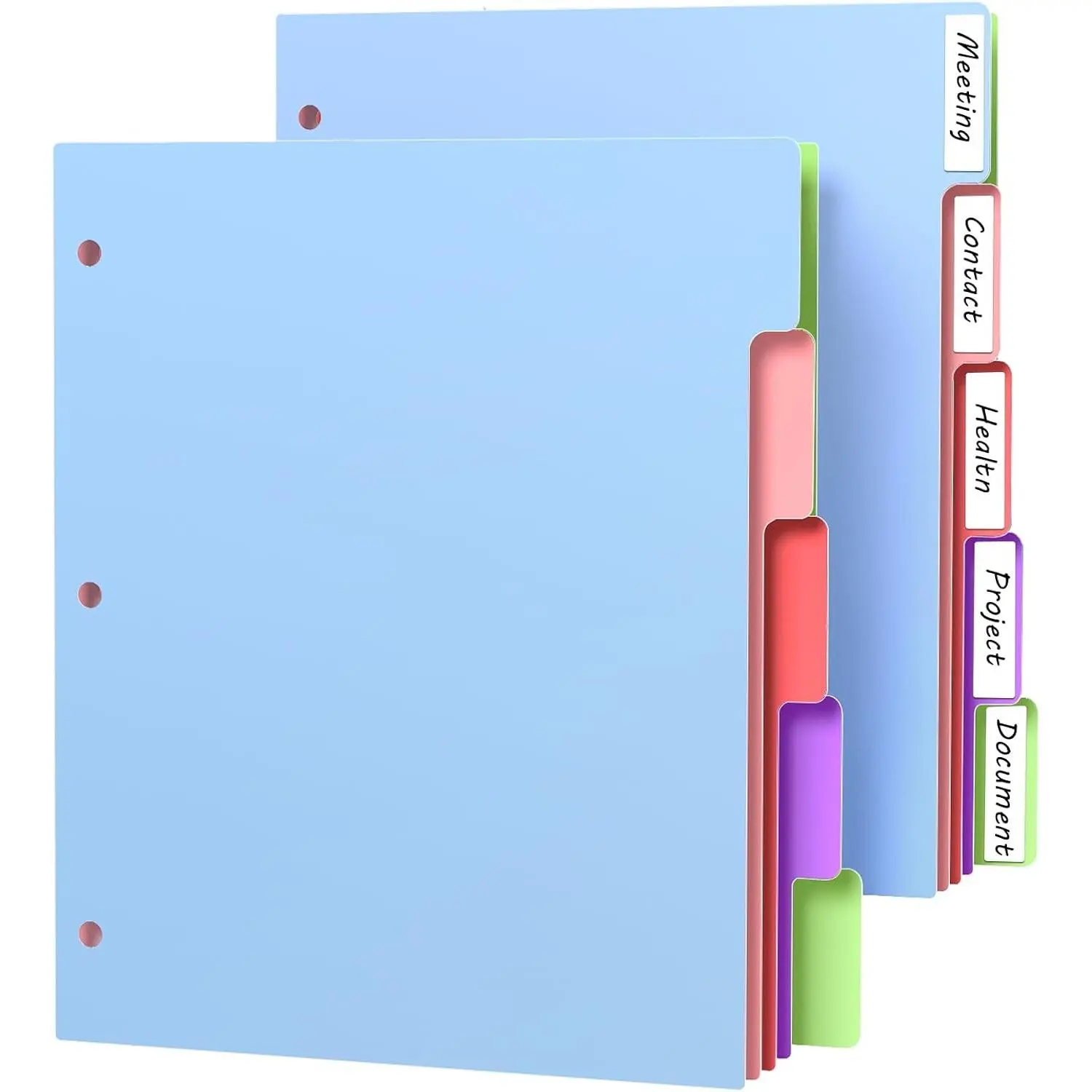 10 Pack 5-Tab Clear Binder Dividers 8.5 x 11, Heavy Duty Plastic Index Dividers with Tabs for 3 Ring Binder, Clear Page Protectors (2 Set)