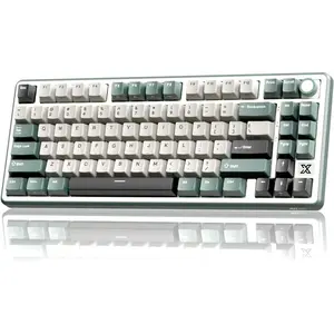 X87 Gasket Mechanical Keyboard, 75%  Gaming Keyboard with Touchable X-Plate & Volume Knob, /2.4GHz/Wired, Hot Swappable RGB Backlit (Green, Light )