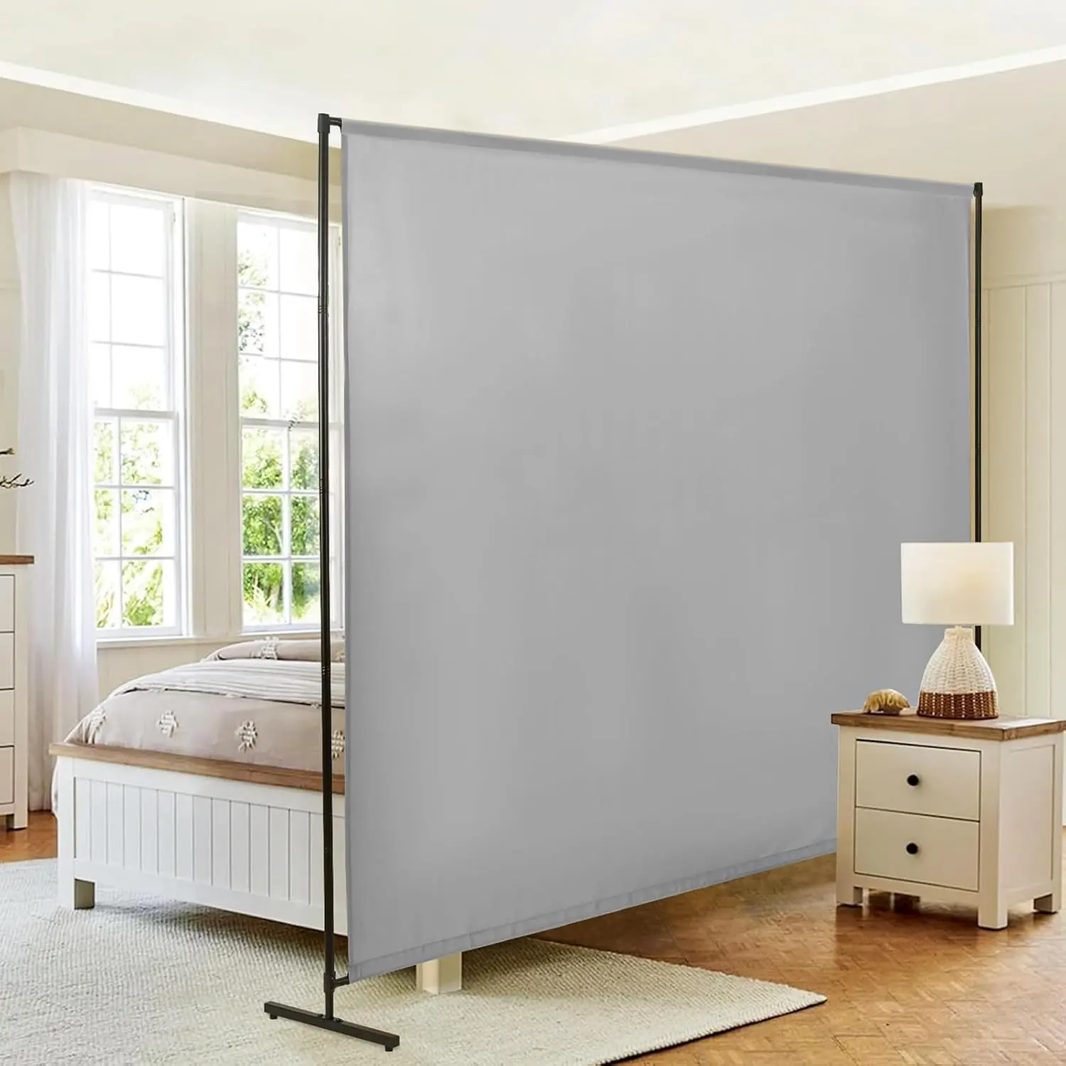 Room Divider Single Panel, 71''W x 71''H Height Adjustable Large Room Divider Panel for Office, Fabric Portable Privacy Screen Wall Divider for Room Separation, Freestanding Partition Separators