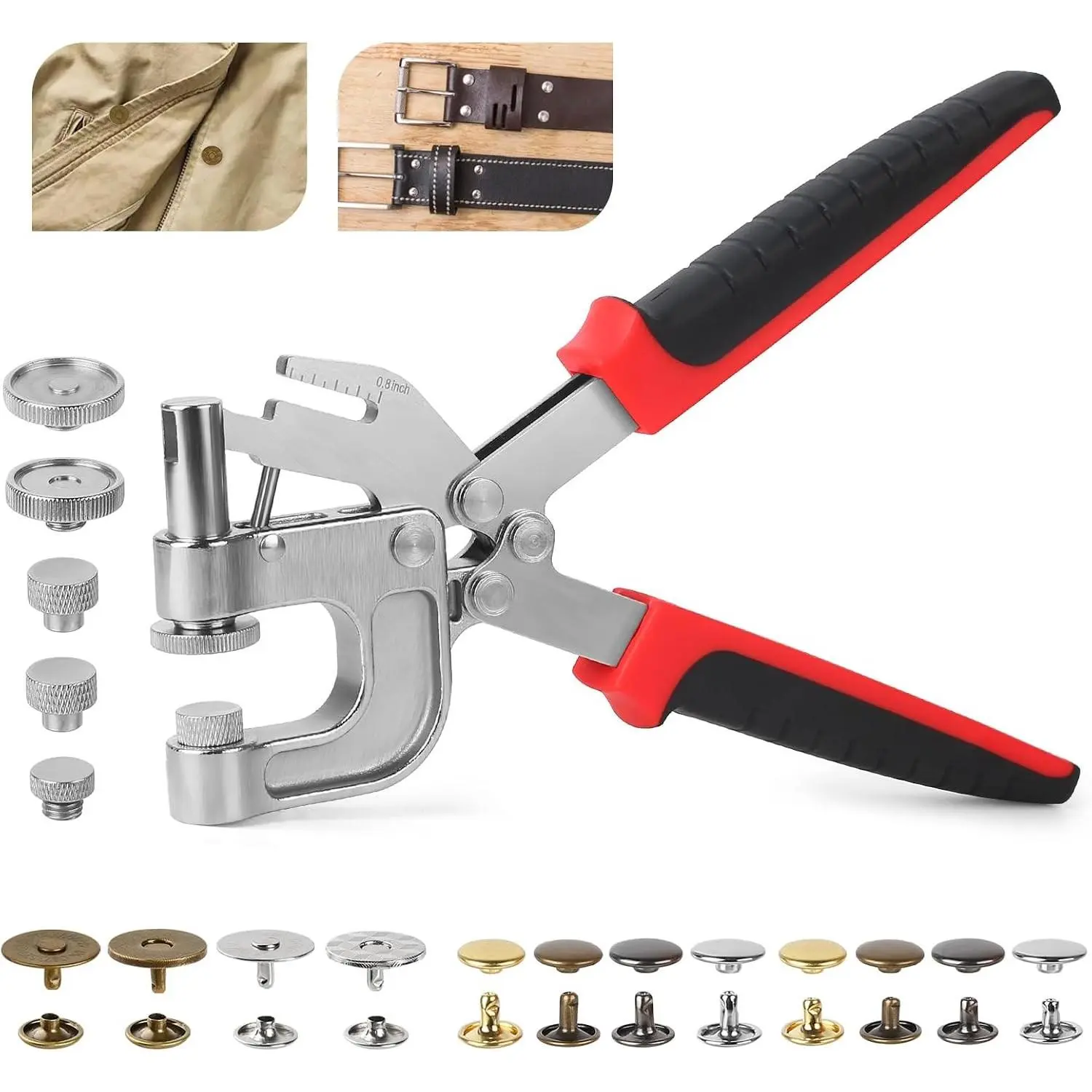 Leather Crafting Rivets & Magnetic Snaps Set, 160PCS 10MM Double Cap Rivets 20 Set 18MM Magnetic Buttons with Snap Fastener Tool for Purses Totes Leather Boots Belt